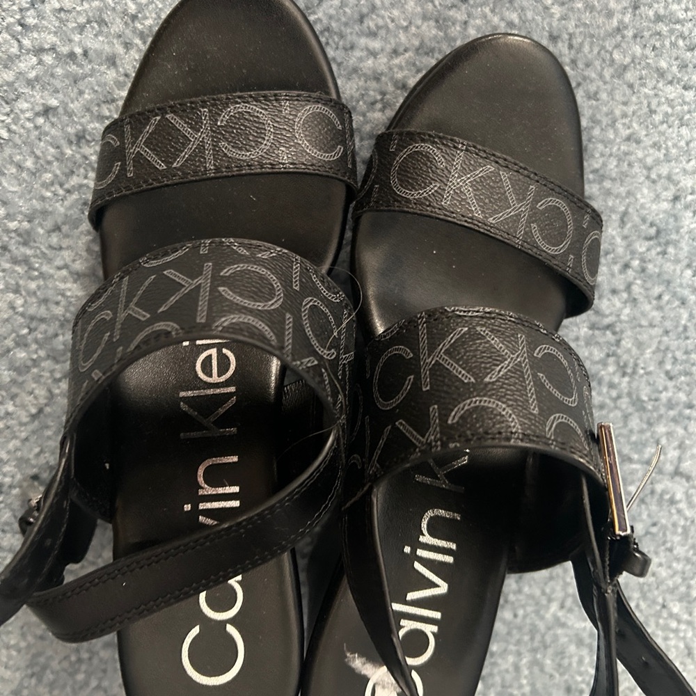 Calvin Klein Black Logo Sandals for Women 7M